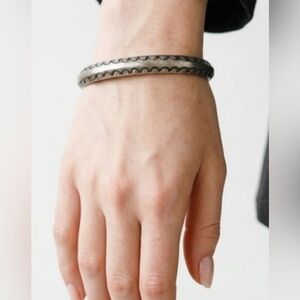 Signed Pewter Bangle Bracelet Watson Pewter Tweed Canada 2.75” Large Minimalist